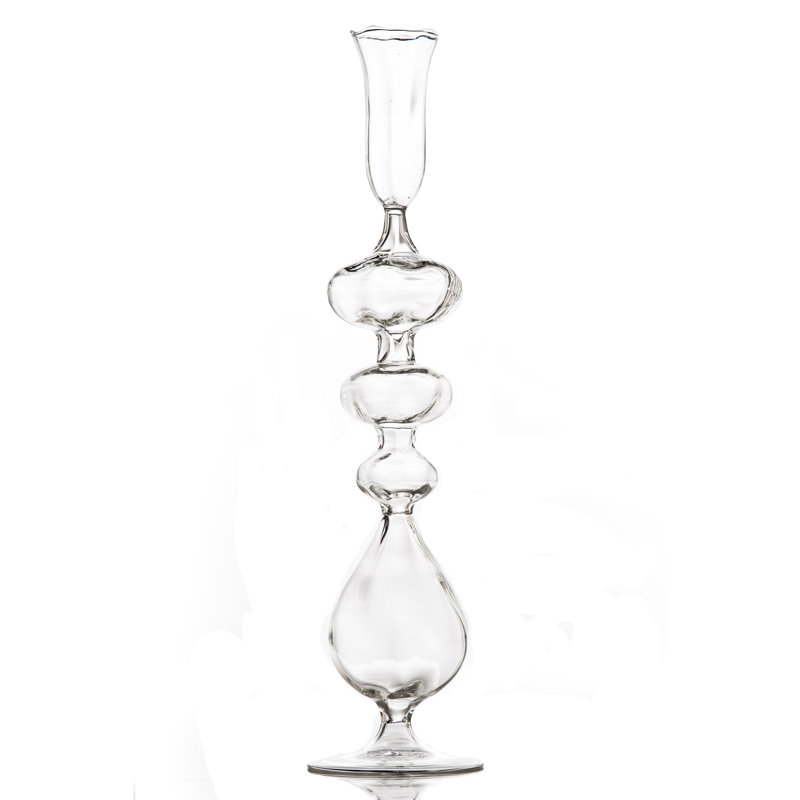 Elegant Clear Glass Ball Base Candlestick Holder