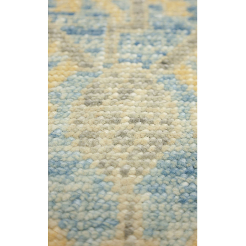 Oushak Rugs One-of-a-Kind Runner 3'1" X 14'8" New Age Runner Wool Area Rug Blue