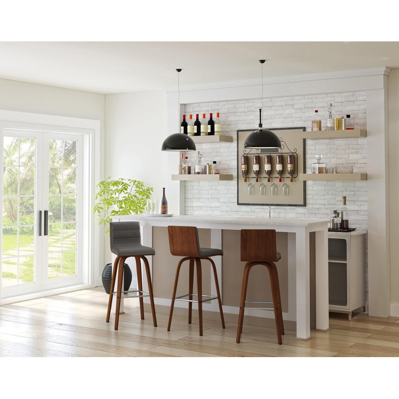  Vienna Barstool, Gray Seat/ Brown Frame, Bar Stool (30" Seat Height)