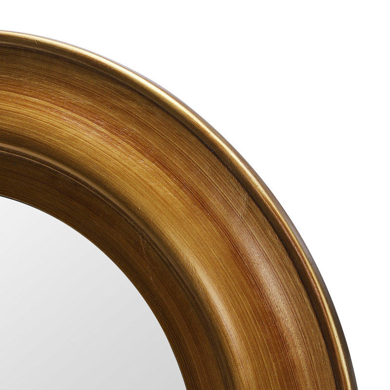 Miroir mural rond en bois pour salle de bain. Salon, , 23,6 po x 23,6 po, Doré