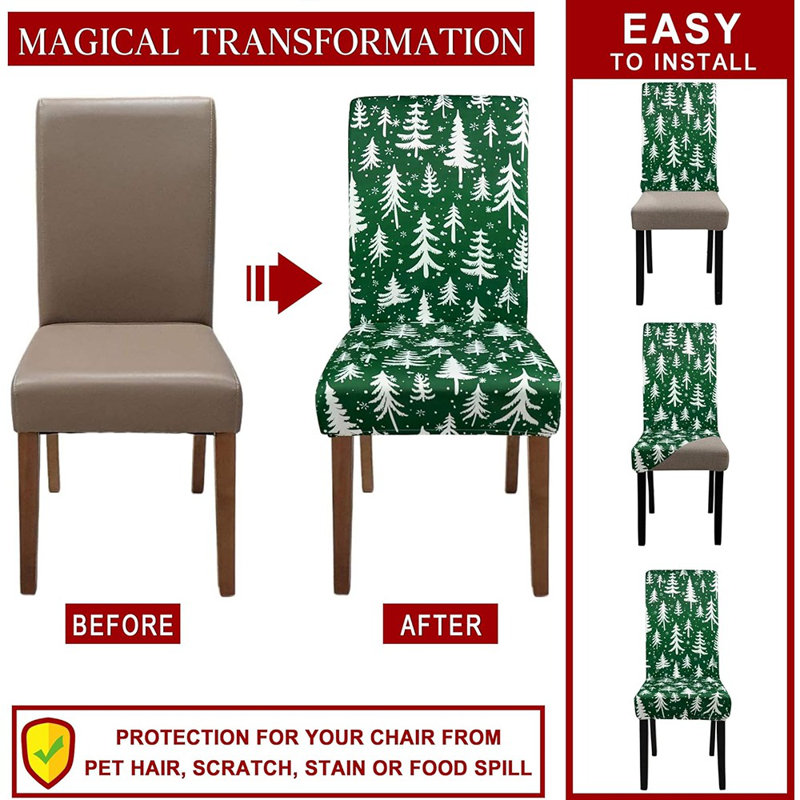 Housses de chaises de Noël - Arbre de Noël vert - ensemble de 6, extensible, amovible, lavable, décoration de salle à manger / maison / vacances