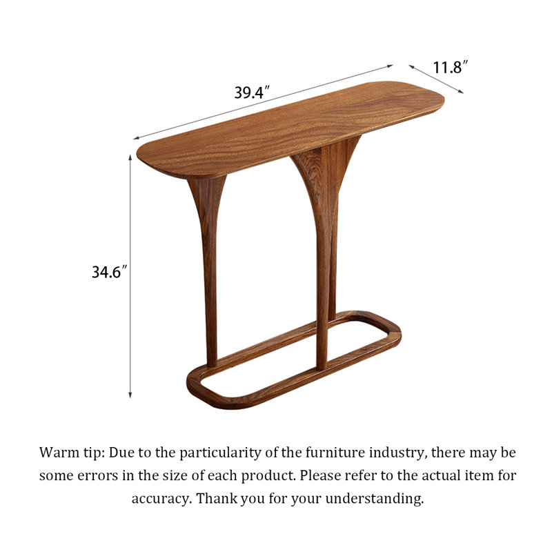 Console en bois massif de style Mid-Century moderne, H 34,6 po x l 39,4 po x P 11,8 po