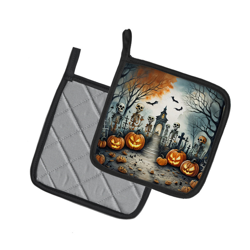 Paire de porte-casseroles squelette Spooky Halloween