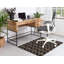 Tapis intérieur / extérieur rectangulaire en polyester tissé à la machine à motif géométrique noir / gris-34291760