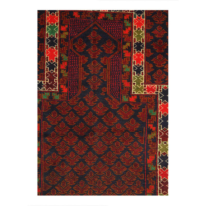 Tapis afghan Baluch 2 pi 8 po x 4 pi 1 po