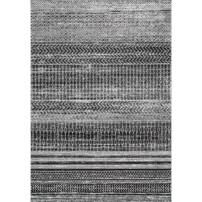 Canizales Striped Area Rug for Living Room Bedroom Dining Room Kitchen, Dark Grey/Ivory, Rectangle 12' x 15'
