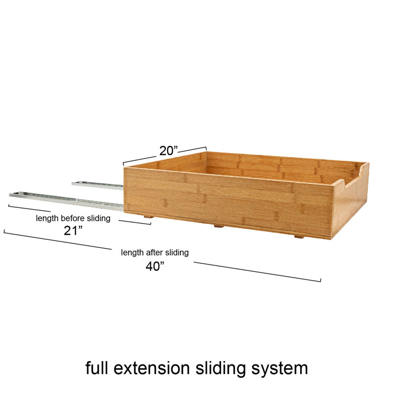 Glidez Bamboo and Steel Pull-Out/Slide-Out Storage Organizer for Under Cabinet Use - 1-Tier Design - Fits Standard Size Cabinet or Shelf, Natural