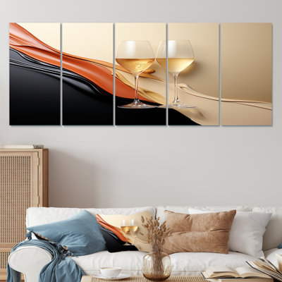 Ensemble de 5 impressions sur champagne champagne