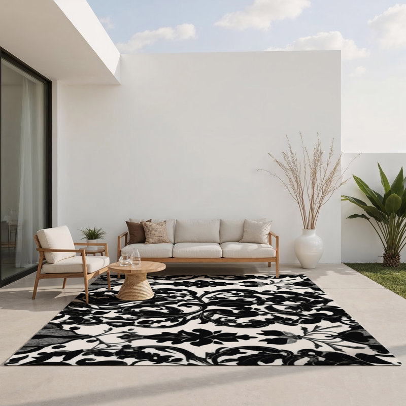 Tapis intérieur et extérieur Pewter Grace, Rectangle 1 pi 6 po x 2 pi 6 po