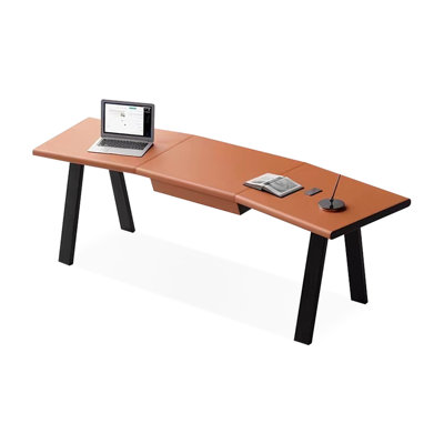 Orange Curved Manufactured Wood with 1 drawers writing desk