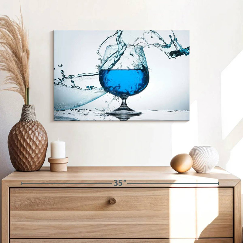 " Blue Cocktail Splash Canvas Print " Print, 24" H x 16" W x 1.25" D