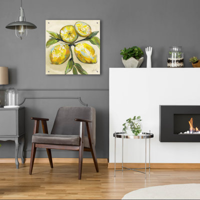 Art mural en verre acrylique August Grove® «Lemons On Cream» par Jeanette Vertentes
