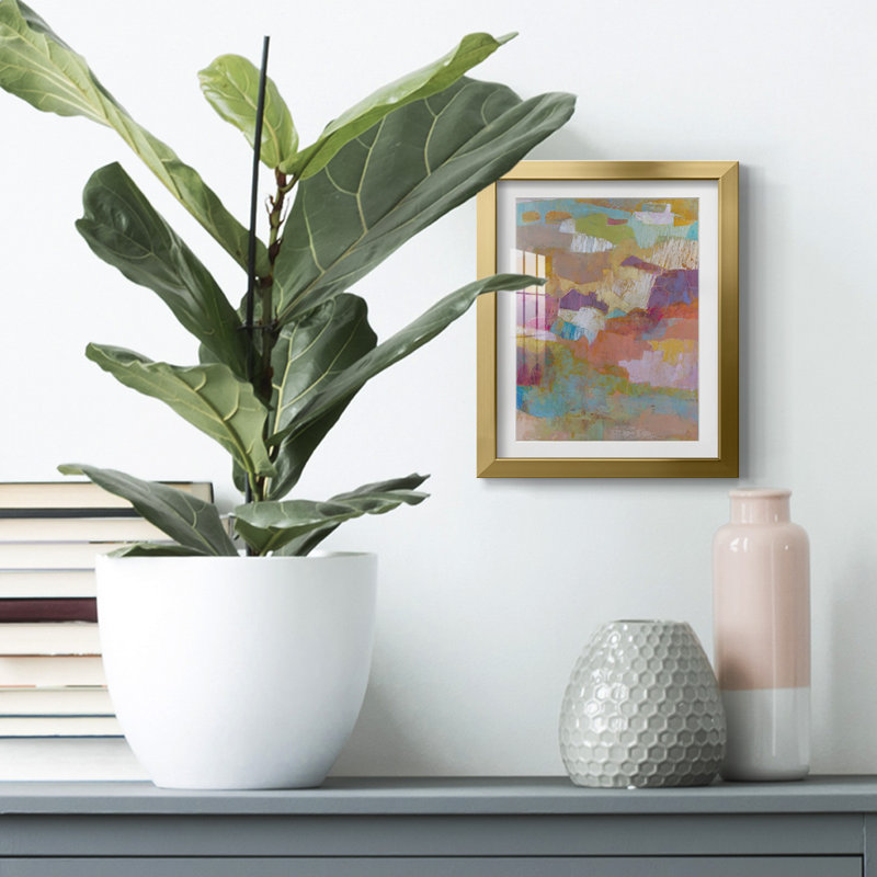 " Kindill II ", Gold Framed Paper, White, 20" H x 16" W x 1" D