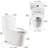 One Ceramic Toilet, White, 1.1/1.6 Flushing, Comfort Height 15.55 In, Soft Close Seat, & White , In Height, And