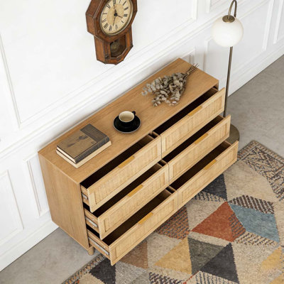 51.18"6-Drawers Rattan Storage Cabinet