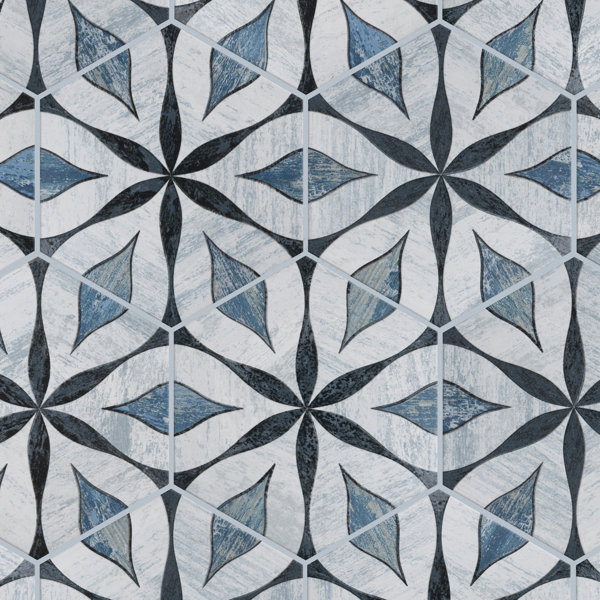 Merola Tile Cassis Hex Flower 8-5/8 In. X 9-7/8 In. Porcelain Vintage Wall  & Floor Tile & Reviews