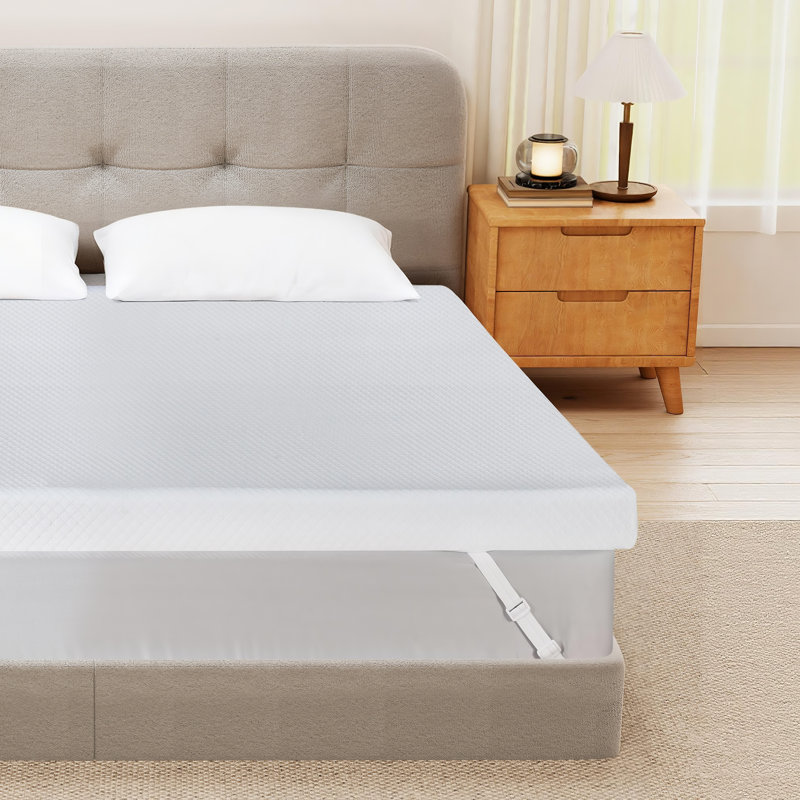 Caitlin 3 Inch Memory Foam Mattress Topper, Cooling Gel-Infused Bed Topper For Back Pain, Twin