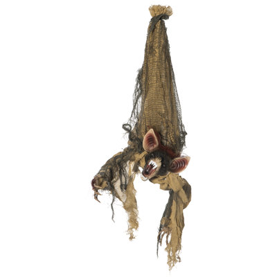 Décorations du mois d'ouverture de la chauve-souris décorative, accessoire animé avec yeux illuminés activés par le son et le mouvement, son effrayant, figurine de rire