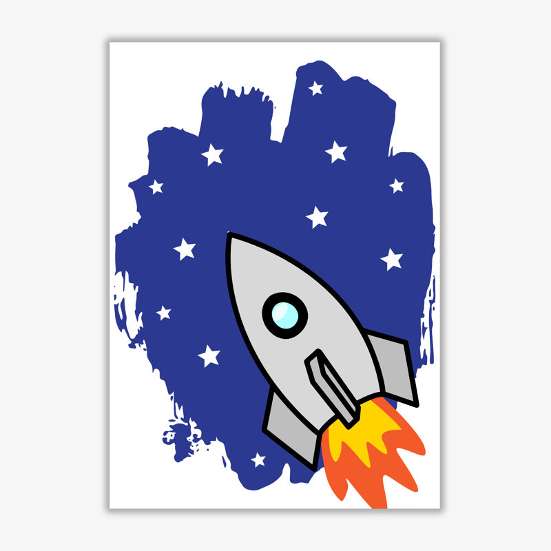 Space Rocket - Print, 42 cm H x 30 cm W x 1 cm D, No Frame