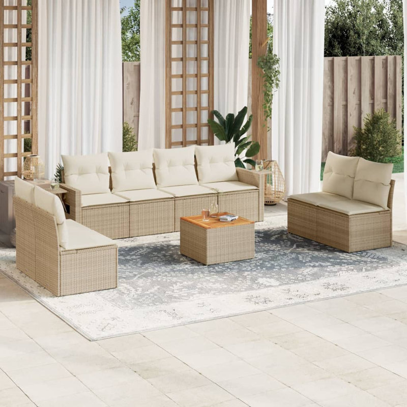 Ensemble de canapé de jardin beige, blanc crème