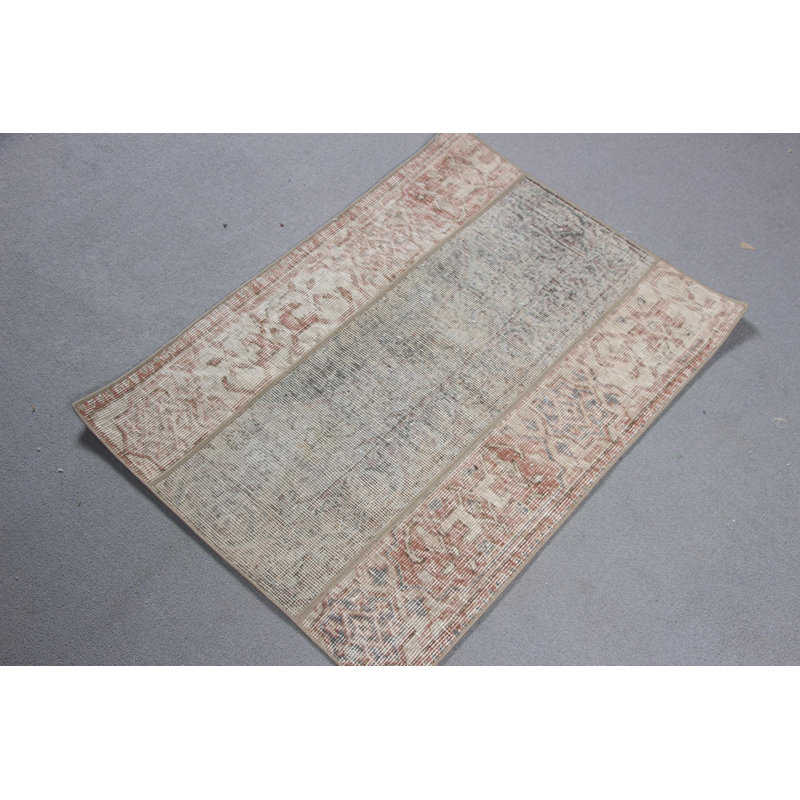 Handwoven Vintage Turkish Rug with Rustic Boho Design Ideal as a Small Area Rug or Patchwork Floor Decor in Antique Style
