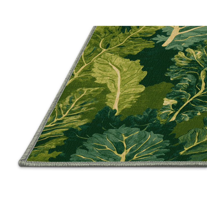 Tapis vert botanique lavable à la machine, Rectangulaire 7 pi x 10 pi