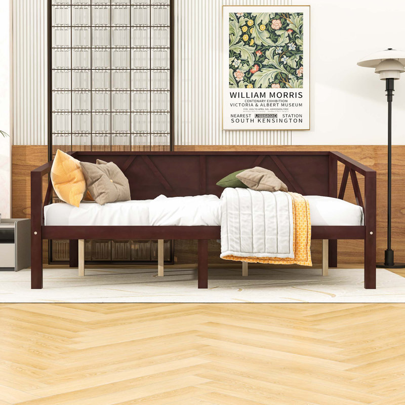 Lit de jour en bois au design élégant et espace de rangement supplémentaire, Complet/Double, Espresso