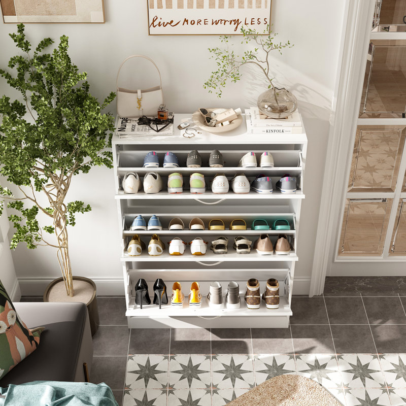 Armoire de rangement à chaussures 3 tiroirs, Blanc