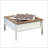 Multifunctional Square Coffee Table With Chess And Checkers Game Surface, White Finish And Oak Accents