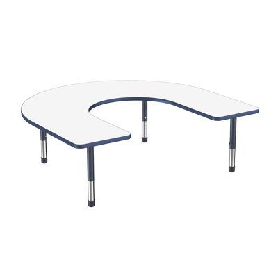 Horseshoe Dry-Erase Activity Table with Adjustable Legs - Whiteboard/Navy
