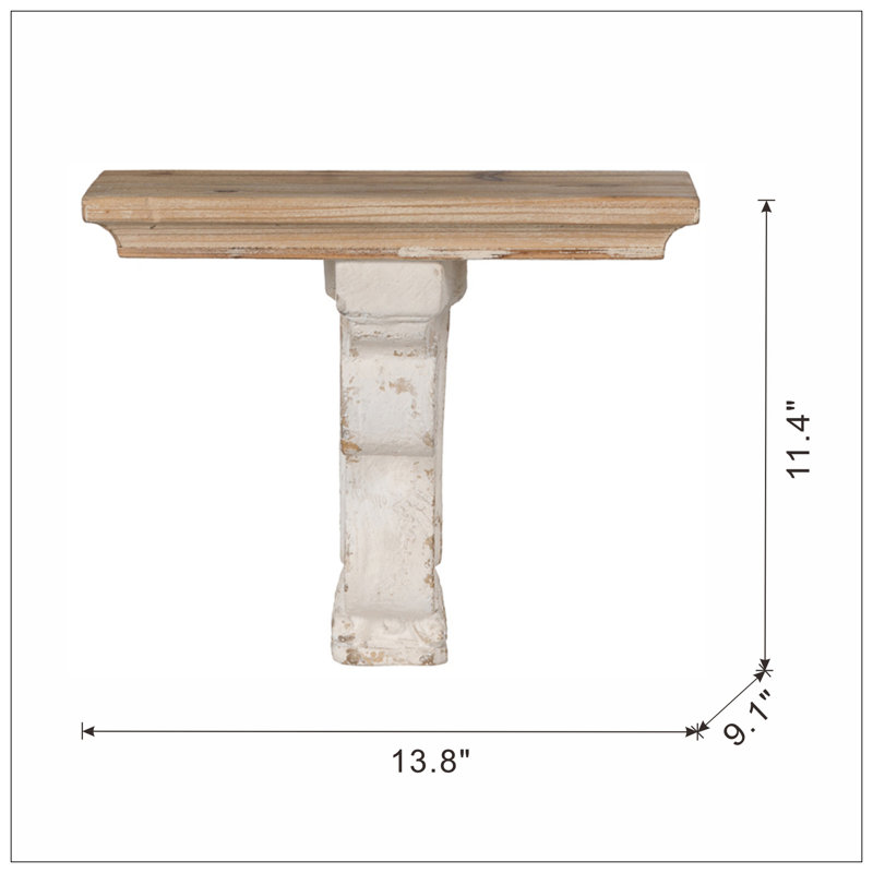 Tablette murale patinée en bois et brun patiné