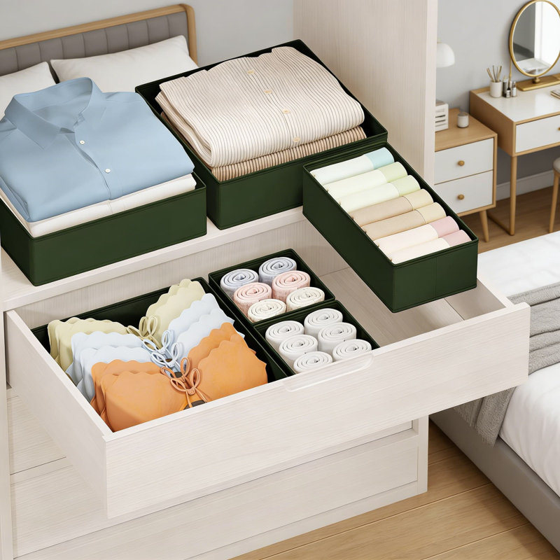 Drawer Organizer Set, 20-Pack Foldable Fabric Storage Bins For Closet, Dresser, And Nursery Organization, Multi-Size Dividers For Clothes, Socks, And Underwear