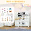HOMCOM Toy Kitchen Wooden Kids Kitchen Realistic Refrigerator Sink White