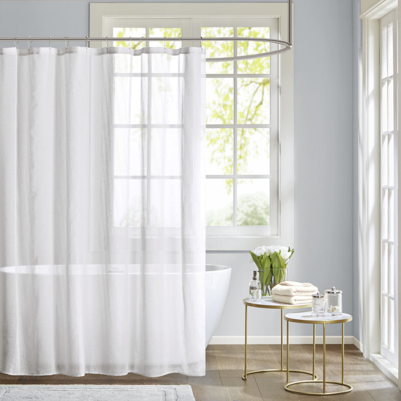 Rideau de douche diaphane blanc uni 72 x 72 po Anna, Blanc, H 72 po x l 72 po