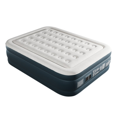 Gray & White Air Mattress With Built-In Pump Comfort Blow Up Mattress by Alwyn Home