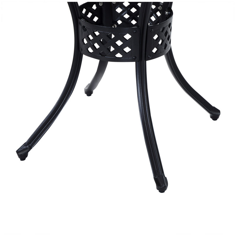 Nicole 33-Inch Roud Patio Dining Table for Lawn, Garden, Outside, Black