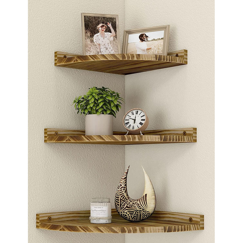Keelia Solid Wood Corner Shelf