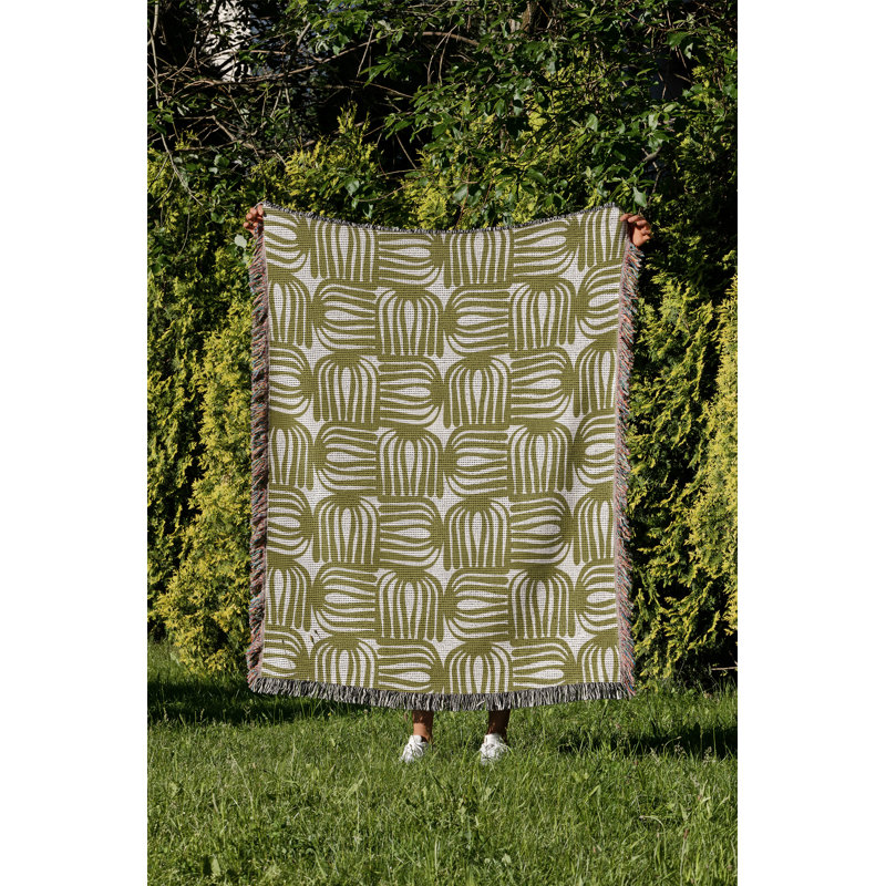 Jeté en coton Hami, Chartreuse, 50 x 60