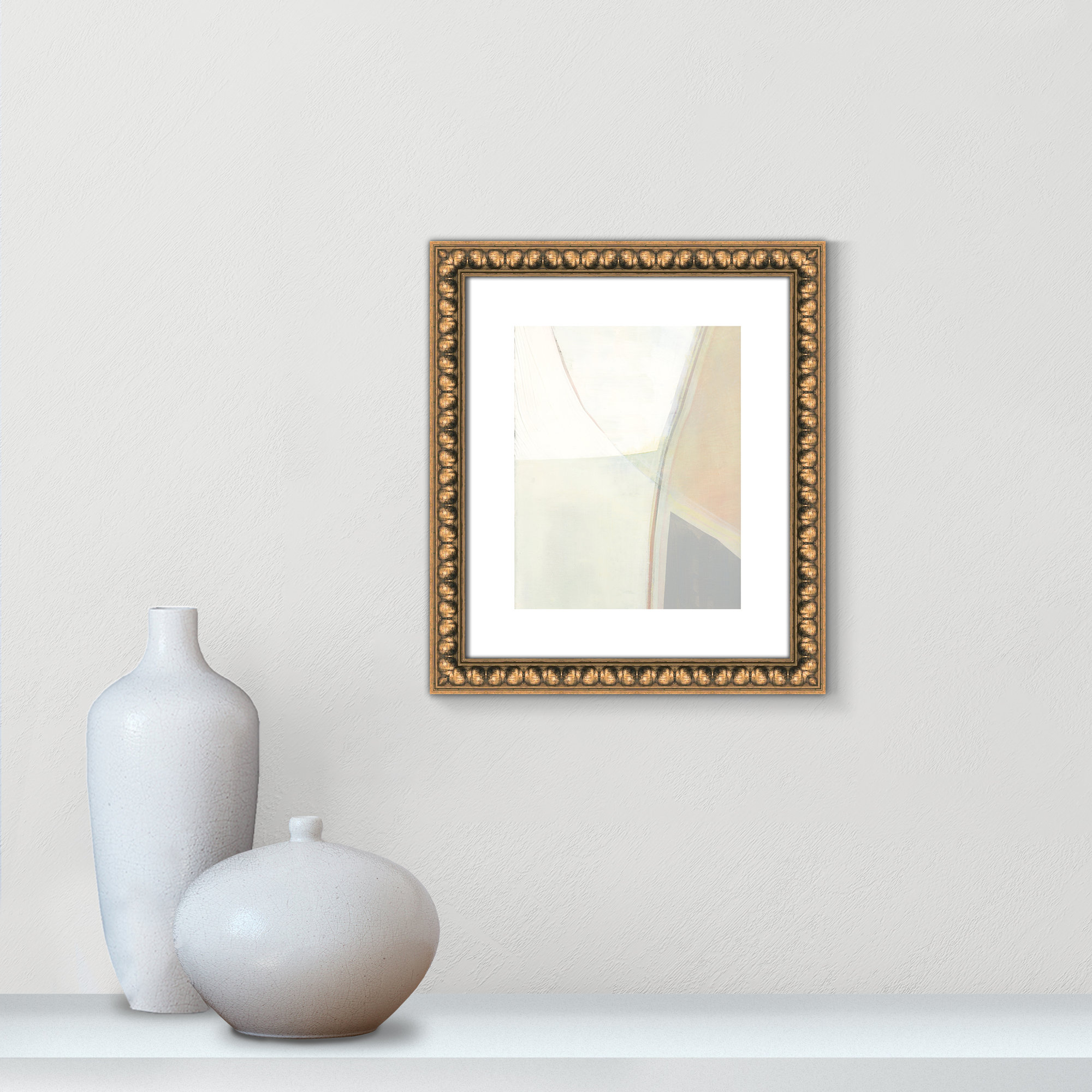 In Neutral II - Painting Print, Gold Bead Framed Paper, 15" H x 13" W x 1.13" D