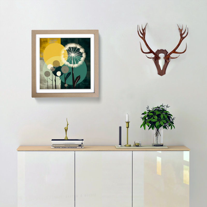 Dandelion Bauhaus No.5 - Framed Print, Oak