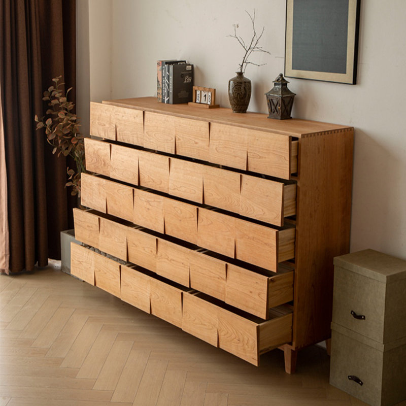 Commode d'appoint avec rangement en bois de cerisier moderne