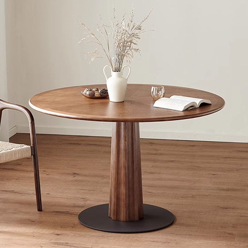 Howat Round Dining Table, Brown, Brown/Black, 51.18" W x 51.18" L