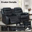 Causeuse inclinable manuelle en similicuir Lacreta Humes, canapé inclinable 2 places avec console centrale et porte-gobelets, canapé de cinéma maison inclinable pour le salon-103563021