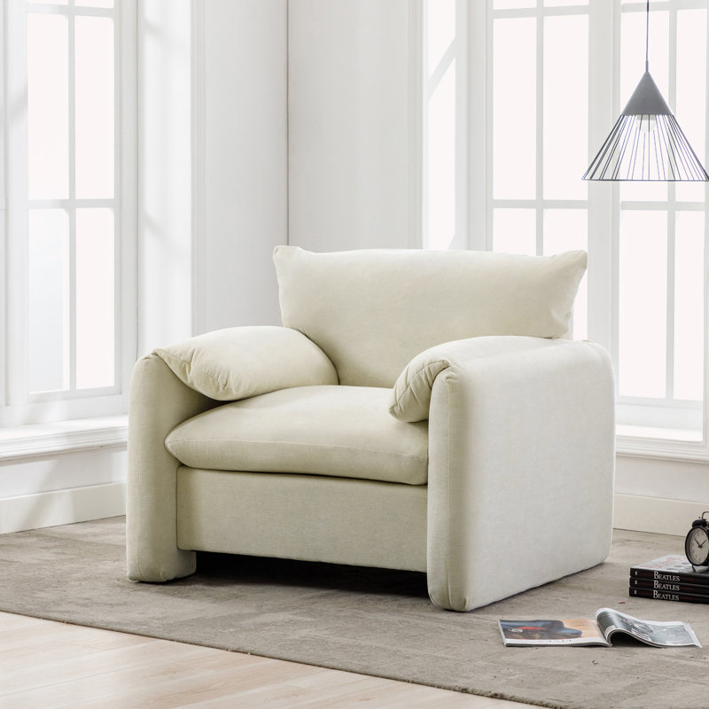 Canapé rembourré 35 po, Chenille crème