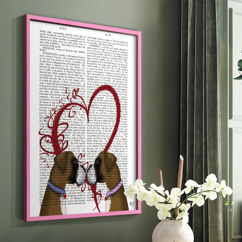 Boxer Love, reproduction encadrée - bois massif, Rose, H 10 po x l 8 po