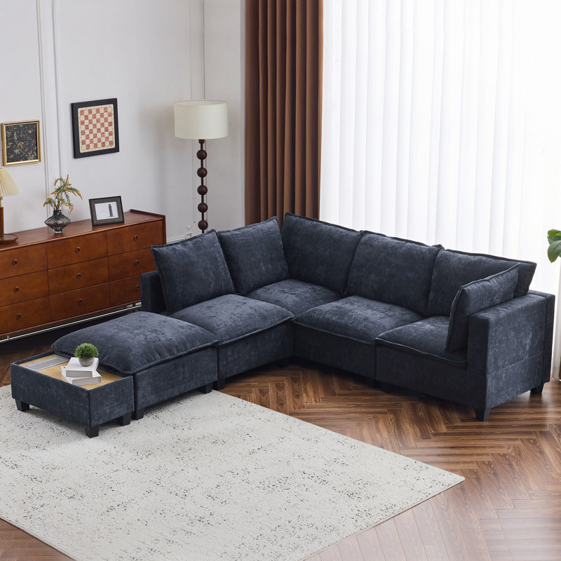 Canapé modulaire polyvalent avec des configurations configurables, une charge cachée et des coussins en mousse haute densité pour un confort et une fonctionnalité ultimes