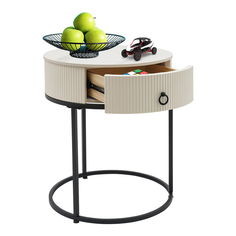 Table de bout à tiroir avec rangement, Noir, noir, noir, noir