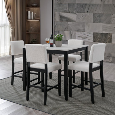 Avella 4 - Person Counter Height Dining Set with Boucle Upholstery