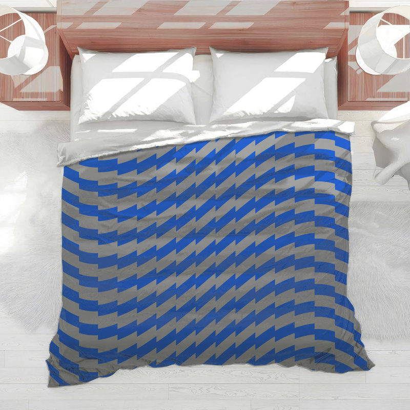 Blue Gray Zigzag Pattern Comforter, King