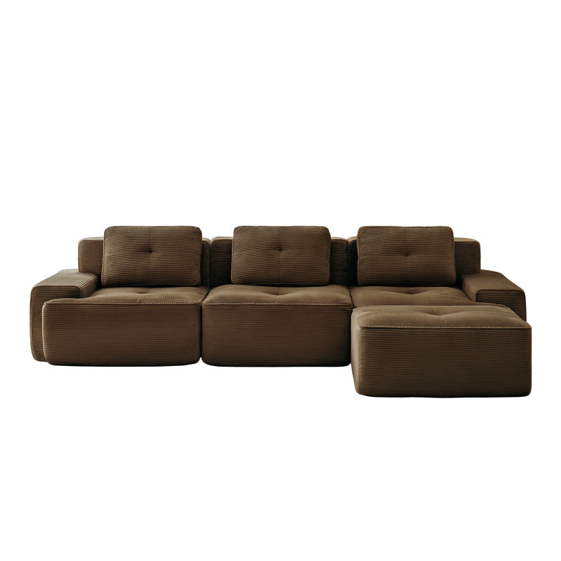 Canapé modulaire profond en velours côtelé pour le salon - style moderne, aucun assemblage requis